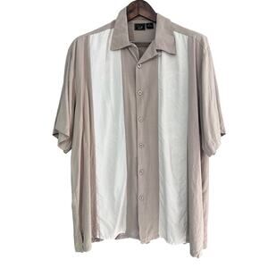 WfF Men's size XL 100% Silk Two Tone Short Sleeve Shirt